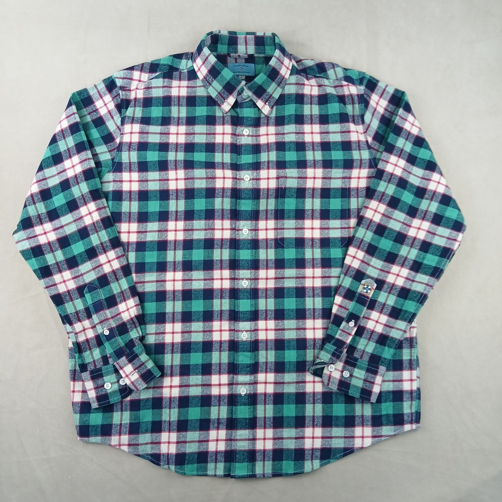 Castaway Nantucket Island Medium Mens Shirt Flannel 24x28 Long Sleeve Fits An XL